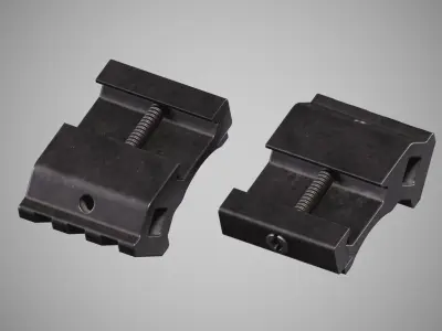 Offset Picatinny Rail Adapter 45 degree 3d model Low-poly 3D model