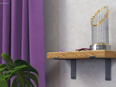 Baseball Champion Trophy and Medals Display 3D model