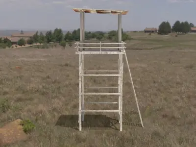 Wood turret Low-poly 3D model