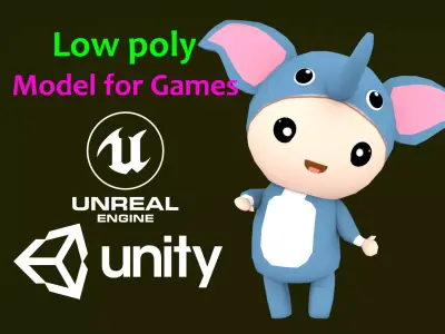 Chibi Elephant Animated For Games Free low-poly 3D model