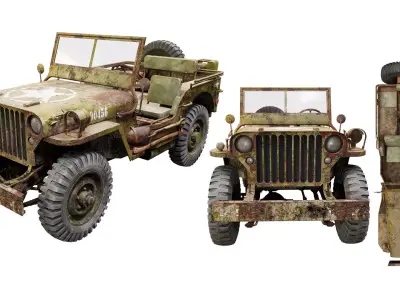 Willys jeep grungy 3d model 3D model