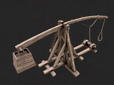 Medieval Siege Trebuchet 6 Low-poly 3D model