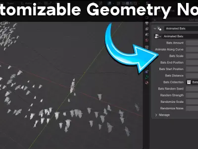 Animated Bats - Geometry Nodes 3D model