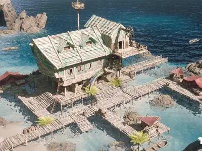 Pirate Tavern Environment Low-poly 3D model