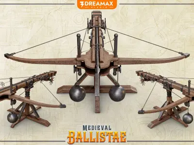 Medieval Ballista - Realistic Siege Weapon Low-poly 3D model