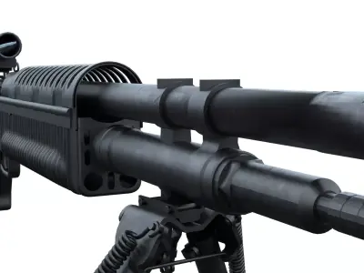 Tactical Sniper Rifle  Modular Components Game-Ready PBR Low-poly 3D model
