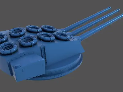 381mm WW2 Italian turret n1 - Commercial license - 1-200 scale 3D print model