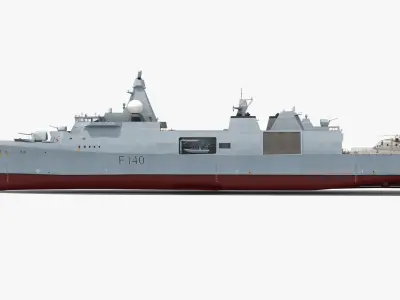 Type 31 Frigate with Merlin Helicopter 3D model