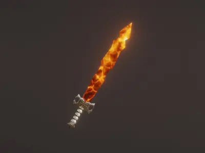 Fantasy Magma Sword - Elemental Sword - Fire Sword Low-poly 3D model