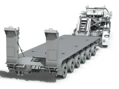 Faun STL-56 - Heavy Duty Tractor with 52t Semi-Trailer 3D model