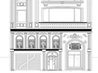 Classic stone facade-Building Classic Facade Element 3D model