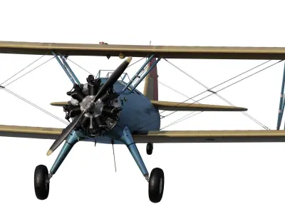 1940S AMERICAN BIPLANE 3D model
