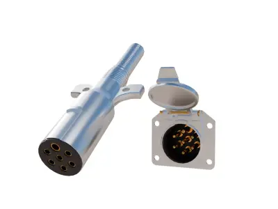 7 Way Trailer Connector Plug Electrical Tow Socket Truck n RV Low-poly 3D model