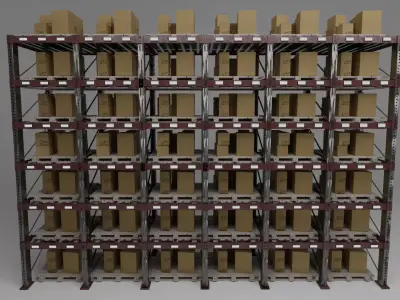 Warehouse shelves 3D model