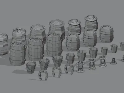 Low Poly Village Assets Pack- Part 1 Free low-poly 3D model