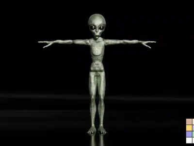 Realistic Alien  Low-poly 3D model Rigged Low-poly 3D model