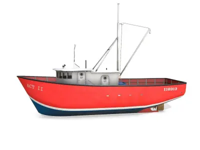Old Fishing Boat Low-poly PBR Low-poly 3D model
