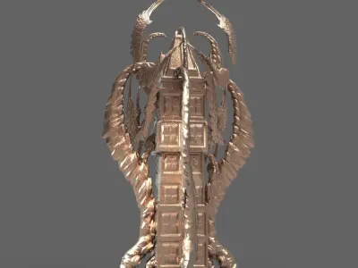 Dantes Spine Tower Obelisk  Low-poly 3D model