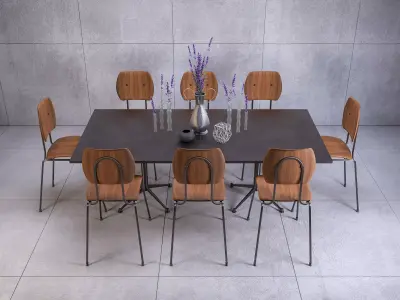 Contemporary Table Set with Props 02 3D model