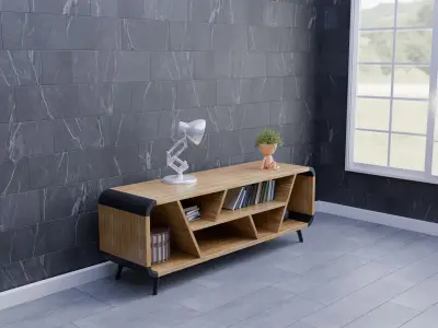 Modern Bookcase - TV Stand Cabinet 3D Model Free 3D model
