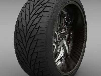 Savini Forged SV-16 Wheel and Tire 3D model