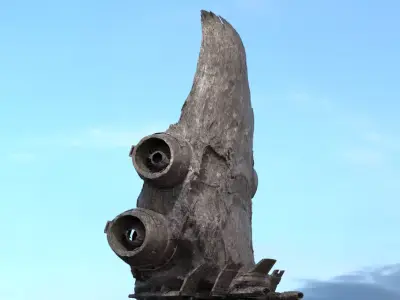 Alien asteroid gear tower 3D model