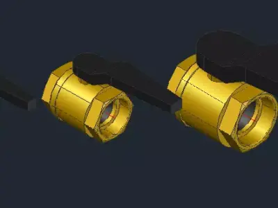 Ball Valve Threaded RB Sizes DN15 to DN100 Low-poly 3D model