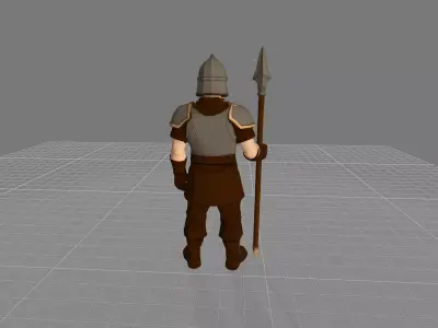 Medieval Spearman Guard Low Poly Game Ready 3D Character Free 3D model