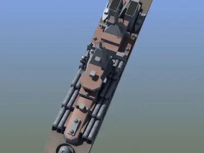 Slava Class Cruiser Low-poly 3D model