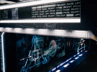 Sci-Fi Futuristic Corridor Hallway - Modular Interior Low-poly 3D model