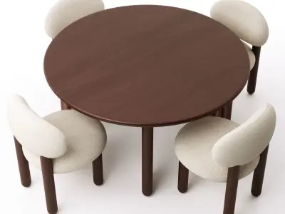 Noom Dining Table Flock Chair Flock Set Free 3D model