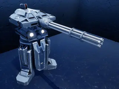 Turret futuristic machine gun 3D model