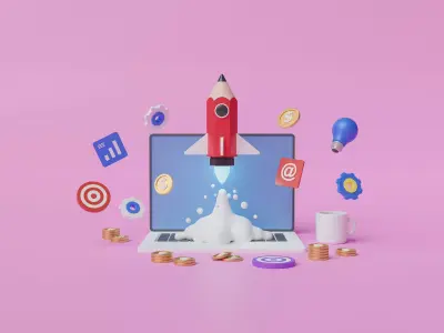 Pencil rocket startup 3D model