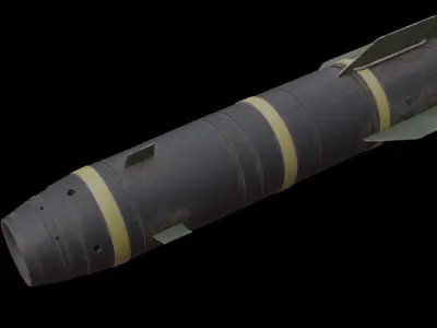 Missile 3D model bomb flying in sky Low-poly 3D model