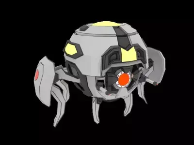 Low-poly Sphere Robot Laser Weapon Low-poly 3D model