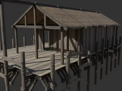 HARBOUR PORT MEDIEVAL HARBOR DOCKS FISHERMAN PIER COLLECTION Low-poly 3D model