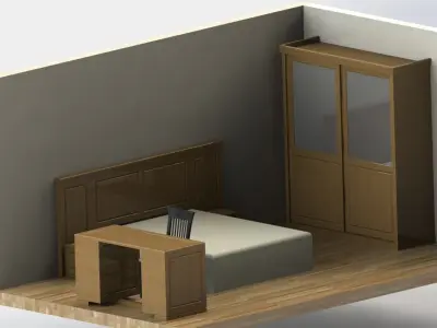 oak bedroom Free 3D model