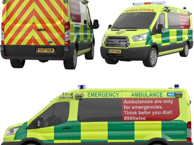 Emergency Ambulance   Great Britain Game-Ready 3D Model Low-poly 3D model
