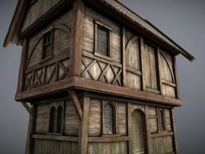 Medieval lake village - House 16 Low-poly 3D model