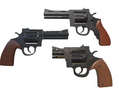 Revolver 3D model Bundle Low-poly 3D model