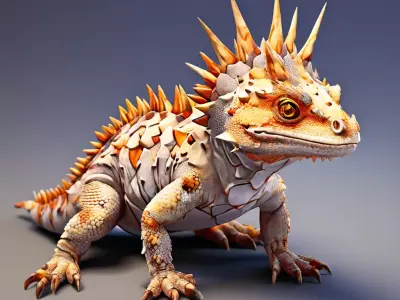 3D Spiky Desert Lizard Game Asset Low-poly 3D model
