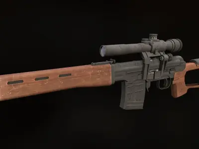 Dragunov sniper rifle  Low-poly 3D model