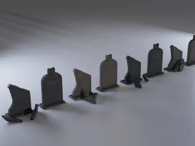 Hand Sculpted cemetery gravestones part 14 Low-poly 3D model