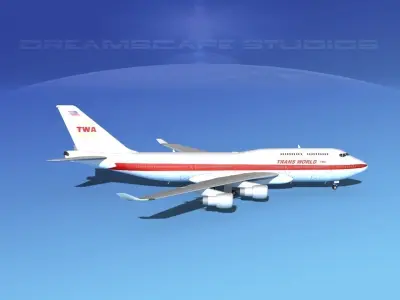 Boeing 747-400 TWA 3 3D model