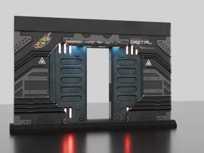 Low Poly Sci-Fi Blast Door Game Ready Low-poly 3D model