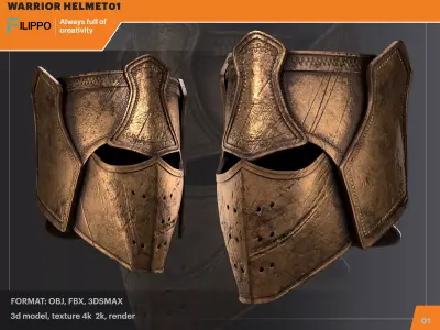 warrior helmet 01 Low-poly 3D model