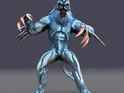 3DRT - Fishman  Low-poly 3D model