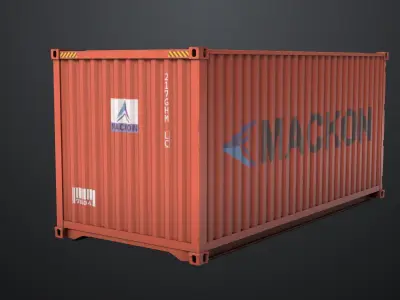 5 Cargo Container 20ft Single mat All PBR Unity UE Textures 3D model