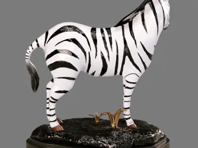 decorative zebra figurine Low-poly 3D model