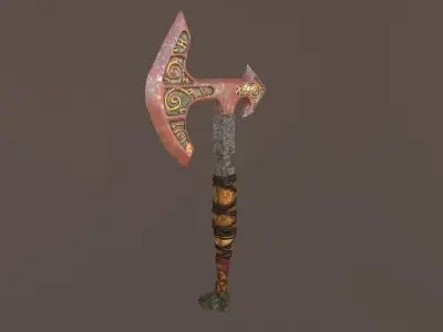 Battle Axe Mid Poly - UV and Textures 3D model